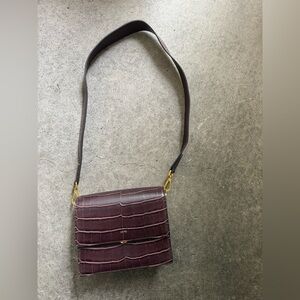 JW PEI Brown Crossbody Bag with Crocodile Pattern